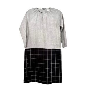 Violeta e Frederico girls gray shift dress with black white plaid skirt NWT 10
